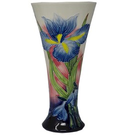 Old Tupton Ware Vase 8" 1298 Hand Made & Painted Tube Lined Pottery Blue Iris