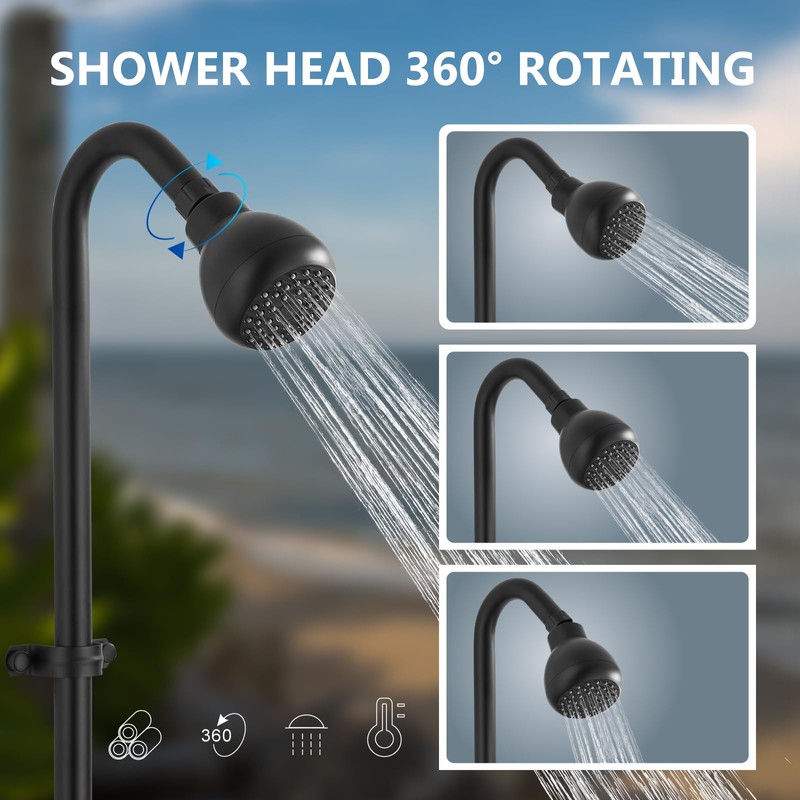Aolemi Outdoor Shower Kit, 3-Inch Center, 2-Handle, Matte Black