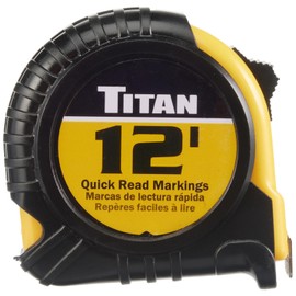 Titan 10904 Tape Measure with Easy-Read Standard Markings and Durable Case, 12-Foot