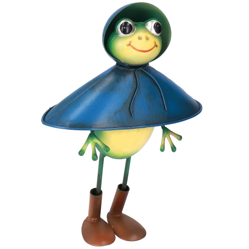 Frog Decor Cartoon Frog Sculpture Wrought Iron Animal Sculpture Garden