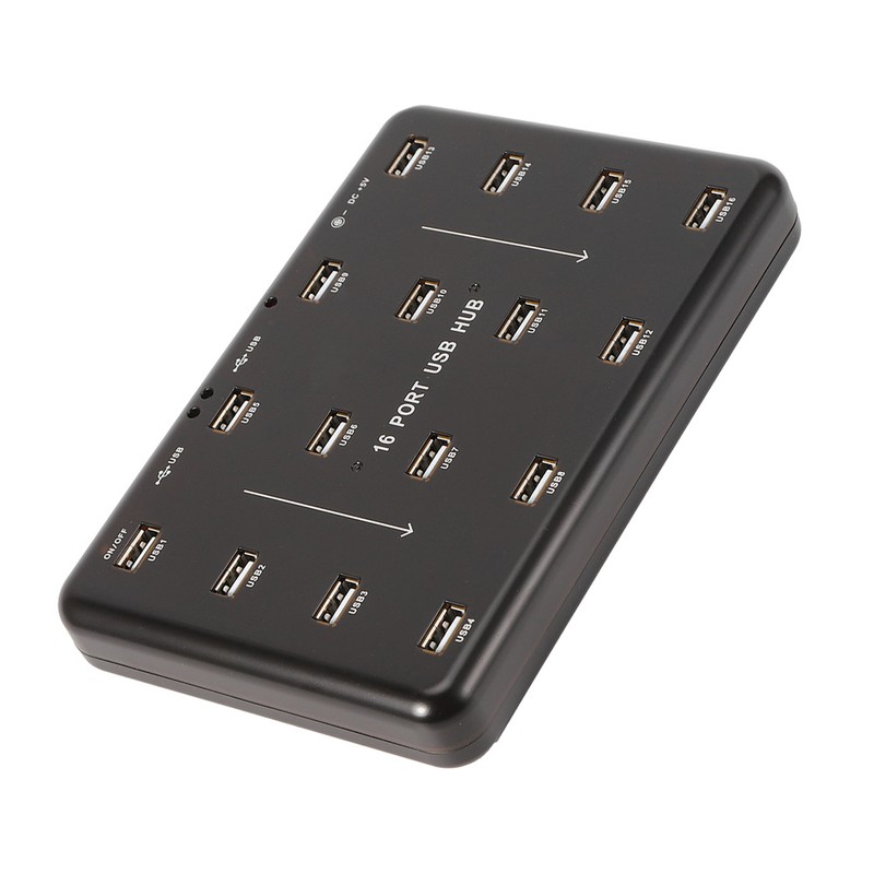 16‑Port Hub Industrial USB2.0 Expander Ultra‑High‑Speed 5V 3A Power Adapter(100‑240v)