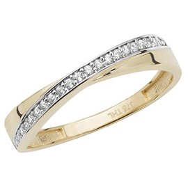Elegant 9ct Gold Ladies Crossover Ring with Cultured Cubic Zirconia/CZ WJS17067