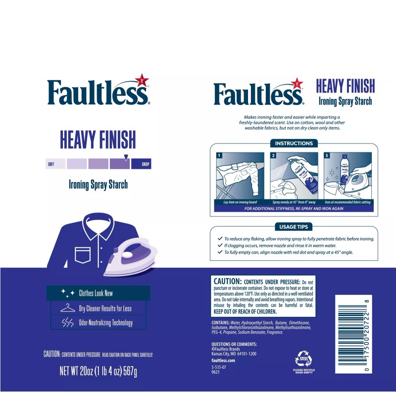 Faultless Original Hold Ironing Spray Laundry Starch 20 oz Pack