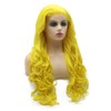 Aurssa Long Wavy Hand Tied Lace Front Yellow Cosplay Party