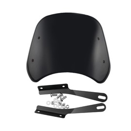 LisylineAuto Universal Motorcycle Windshield Deflector Windscreen Wind Protection Front Flyscreen with Mount Bracket for Harley Suzuki Cafe Racer Motorbike 5"-7" LED Headlight