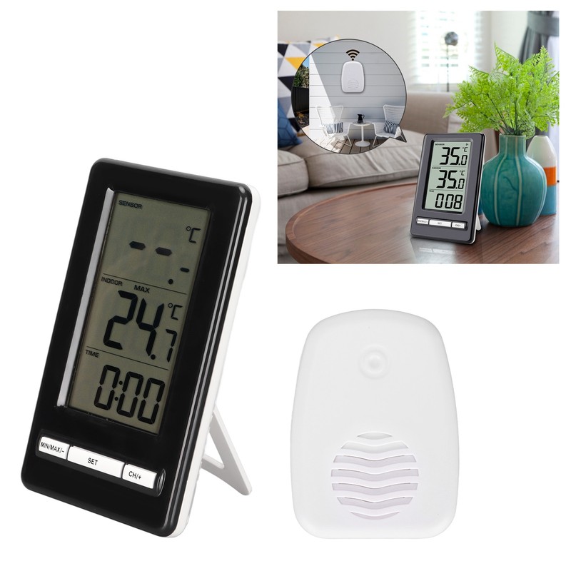 Wireless Electronic Thermometer Indoor Outdoor Home Digital Weather Station Clock