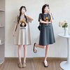 HL] One-piece Midi Maternity Dress with Yellow Ribbon Maternity One-piece Dress Charcoal/ONESIZE