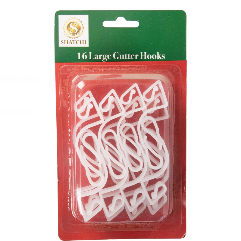 SHATCHI 16Pcs Giant Clear Gutter Hooks for Outdoor Hanging Christmas