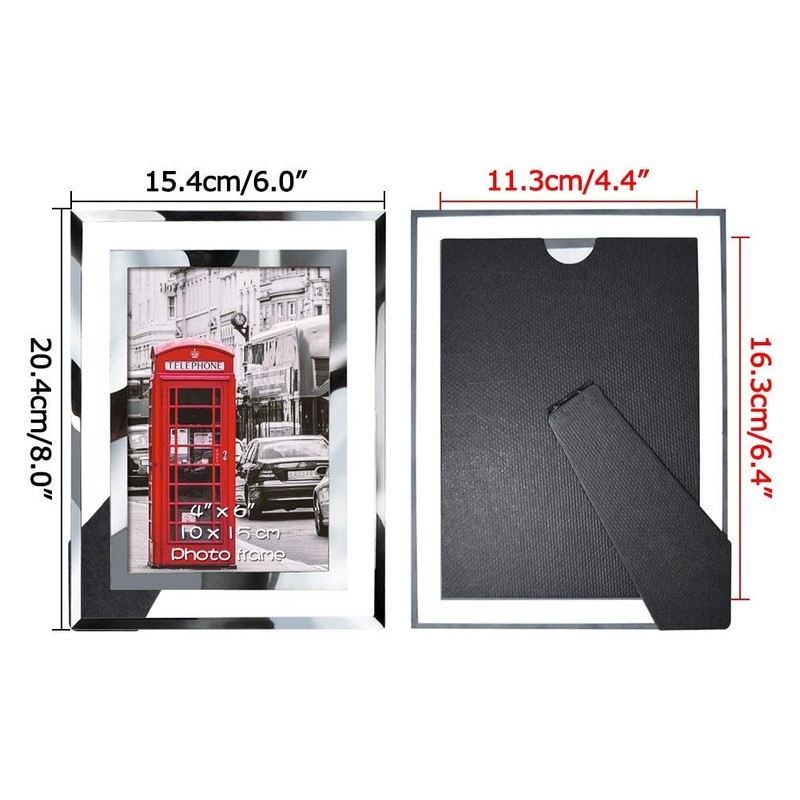 Schliersee 4x6 Glass Picture Frame Set of 12, Silver Mirrored