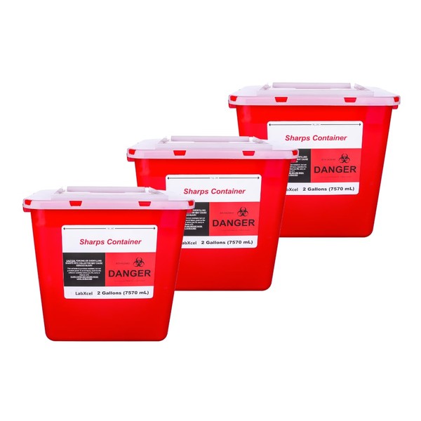 LabXcel Polypropylene 2 Gallons Sharps Container with Cap – Needle