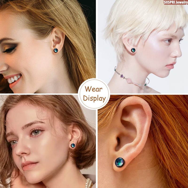 SIISPRI 316L Surgical Stainless Steel galaxy Round Circle Button Stud