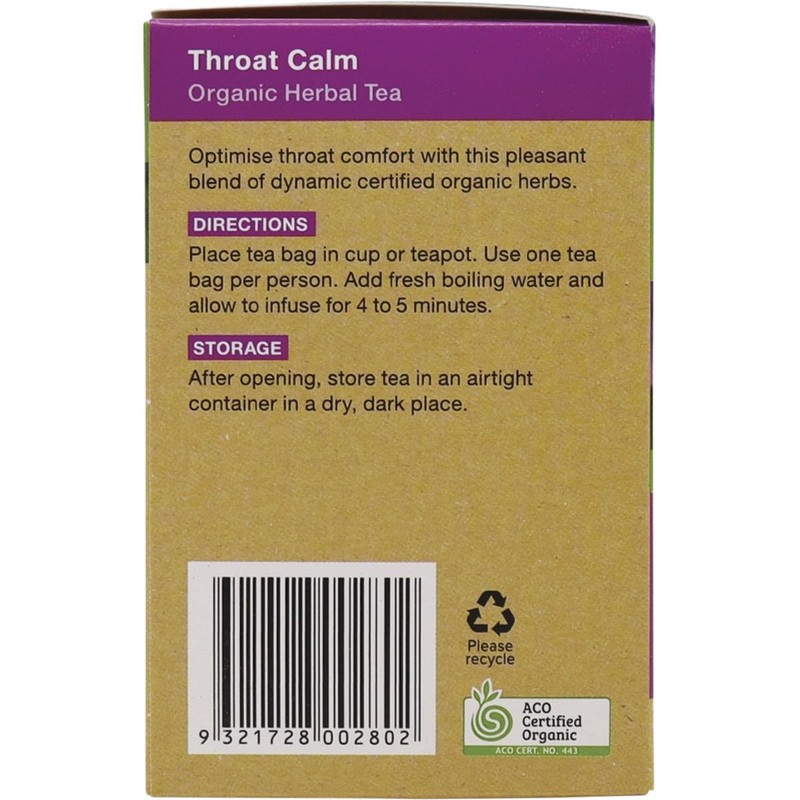 Planet Organic Organic Throat Calm Herbal Tea x 25 Tea