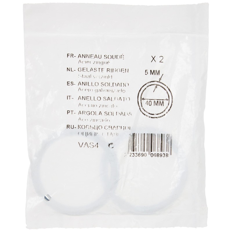 Chapuis VAS4 Pack of 2 Zinc Plated Steel Welded Rings-Interior