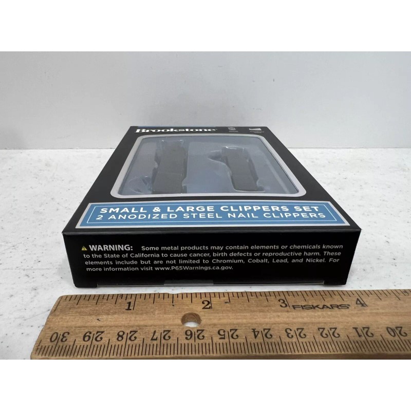 Brookstone Stainless Anodized Steel Small & Large Nail Clippers Set,