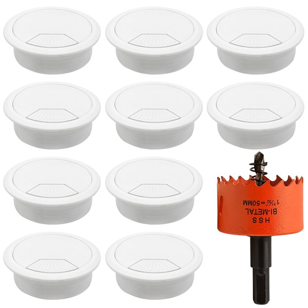 10PCS 2 Inch (50mm) Desk Grommets with Built-in Hole Saw,