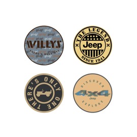 Jeep Sticker 4-Pack Willys There's Only One, The Legend, There's Only One 4x4 Discover Explore 4" Round Premium Vinyl Stickers