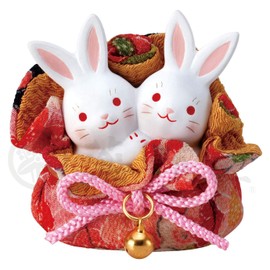 Yakushi Kiln Nishiki Crepe Drawstring Flower Rabbit