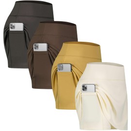 Real Essentials 4 Pack: Women's Active Skort Lightweight Comfy & Breathable Tennis Golf Skirt (Available in Plus Size), Set 6, Medium