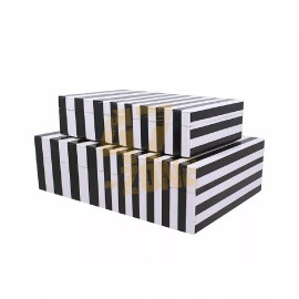 47-Zone S/2 Jacey Lidded Boxes Black White Indoor Outdoor Home Decor Tabletop Decoration