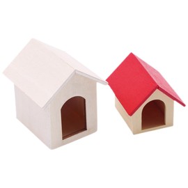OATIPHO 2pcs Mini Dog Kennel Cat House Wooden Pet House Miniature House Kit Miniature Dog Kennel Wooden Birdcage Mini House Kit Toy Dog Carrier Miniature Wooden House Model Tiny House Kit