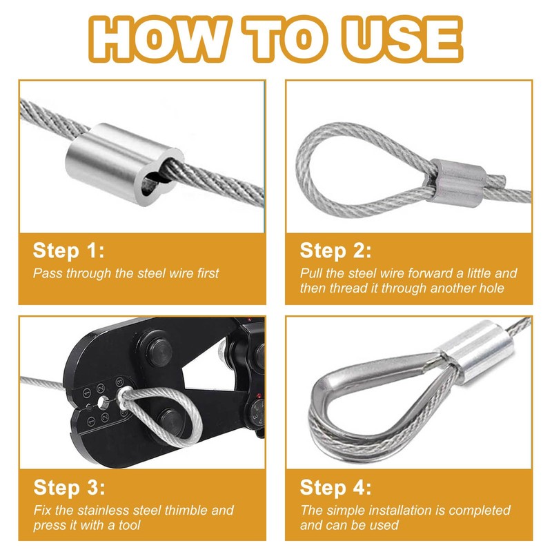 Yinpecly 100pcs 1/8" Wire Rope Aluminum Crimping Loop Sleeves and