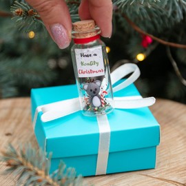 Christmas Decorative Jar With Miniature Koala Inside Friendship Holiday Gift idea Animal Keepsake for him or her