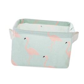 LABRIMP Flamingo Fabric Storage Bins with Handles Foldable Organizer for Desktop Use for Bedroom Bathroom and Office Coating for Easy Cleanup