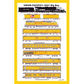 Union Pacific Big Boy 4014 2021 Train 12"x18" matted poster Andy Fletcher signed