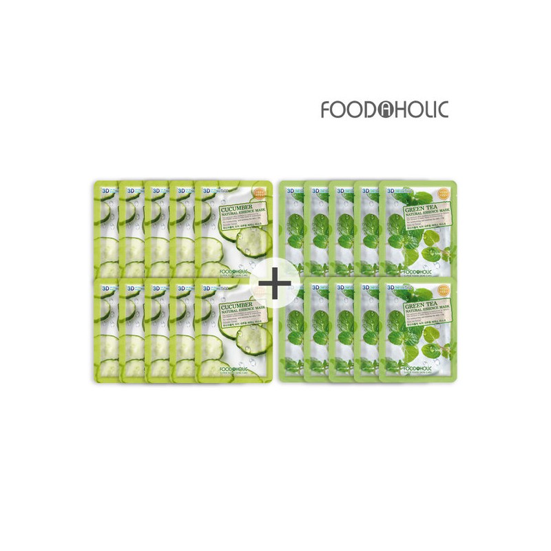 Food Aholic (20 Sheets/Cucumber + Green Tea) Food 3D Natural