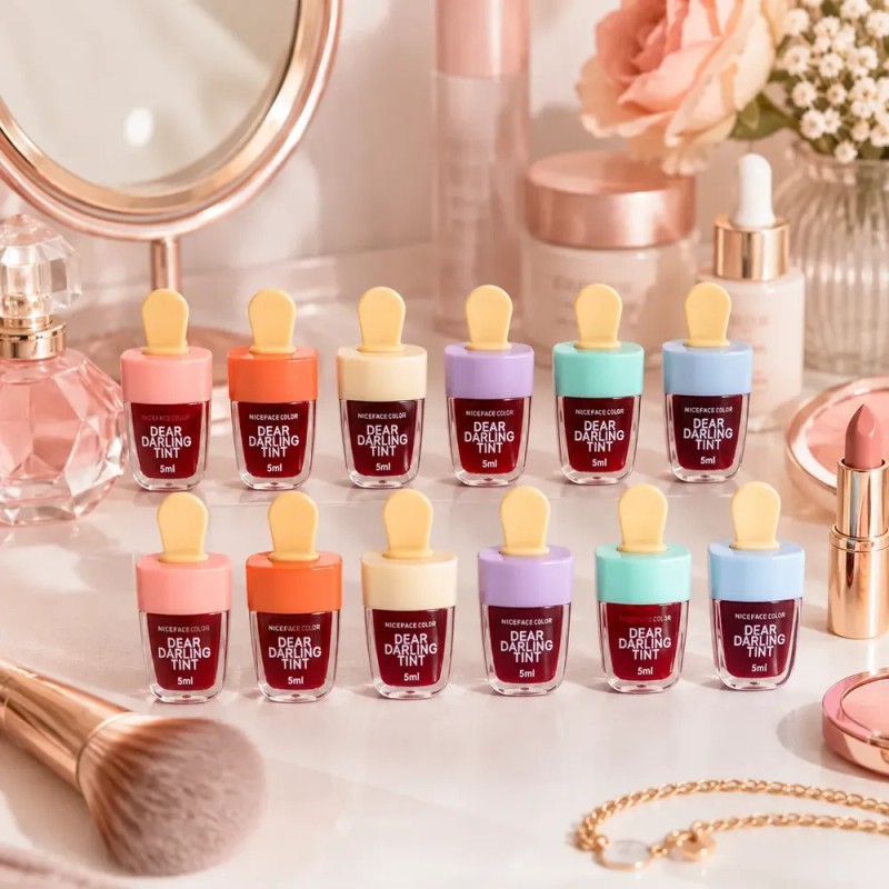 12 Piezas Labial Lip Gloss Tinta Coranea Rojo Brilloso