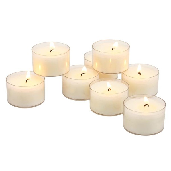 96 Count White Unscented Smokeless Long Burning Clear Cup Tea