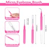 100Pcs Micro Eyebrow Brush Set with Cap Eyelash Spoolies Comb