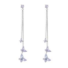 coadipress Long Butterfly Tassel Dangle Earrings for Women Chic Sweet 18K Gold Plated Crystal Vivid Butterfly Tassel Earrings Silver Post CZ 3D butterfly Drop Dangle Earrings Fairy Earrings Jewelry Gifts (Silver)