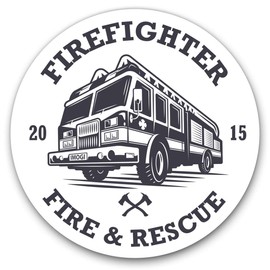 Vinyl Stickers (Set of 2) 7.5cm - Firefighter Fire & Rescue Truck #10761