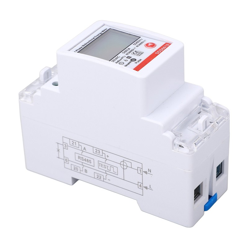 Single Phase Energy Meter Bidirectional Metering 2P DIN Rail Mount