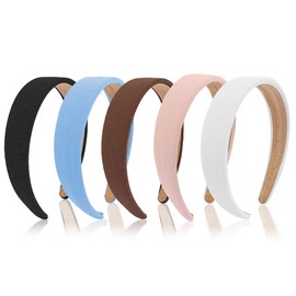 TODDER 5Pcs Trendy Headbands for Women, Wide Solid Color Thick Headbands Non Slip Fashion Hair Accessories for Girls Women for Yoga, Party and Daily Life