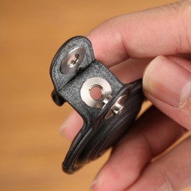 LQU Compatible with Airtag Holder Keychain Leather, Secure Air Tag Holder Keychain with Double Lock Snap, Handcrafted Airtag Case Cover Key Ring Fob Accessories - Black V3.0