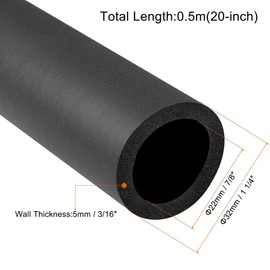 TOP-VIGOR Pipe Insulation Foam Tube, 22mm ID Foam Grip Tubing, 5mm Thick Lagging Pipe, 0.5M Length Cladding Foam Tube Hose Non-Slip for Fitness Tools Handle Support, Pipe Insulation, Black