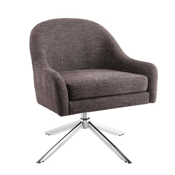 Linon Dark Grey Shawnee Upholstery and Chrome Base Swivel Accent
