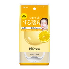 Bifesta Micellar Cleansing Sheet, Perfect Glow [Makeup Remover, Large Sheet, W Face Wash Not Required], 46 Sheets