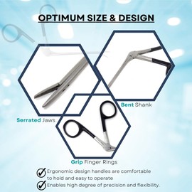 Ear ENT Forceps Hartman Alligators 5.5" Shank Ear Wax Removal Surgical Instruments Serrated Jaws Stainless Steel Medical Tools (Black Handle)