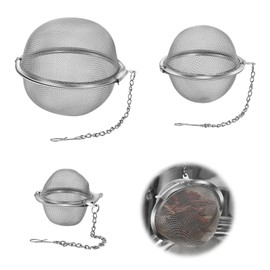 PAVIKE Tea Ball Strainers (3 Pieces) Ball Strainer Stainless Steel Tea Ball Infuser for Loose Leaf Tea Infuser Fine Mesh Tea Leaf Filter with Extension Chain Hook Small Lightweight Easy to Clean Condiment Strainer for Tea Ceremony Spice Housewares