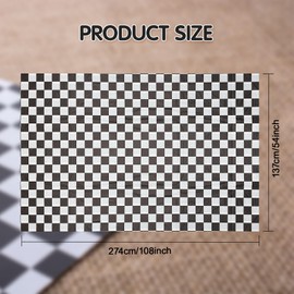 Bliceon 137x274cm Black and White Checkered Disposable Tablecloth, Rectangular Plastic Covers for Parties, Weddings, Baby Showers, Picnics and Birthdays