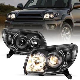 SOCKIR Headlight Assembly Fit for 2006 2007 2008 2009 Toyota 4Runner Headlamps Pair Driver and Passenger Side, Black Housing with Clear Reflector
