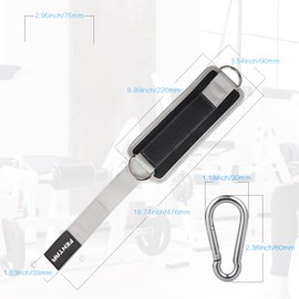 Pack of 2 Foot Loops Cable Pull with D-Rings Foot Cuffs and Carabiners, Foot Straps for Fitness Training, Foot Cuffs Cable Pull, Glute Muscles and Leg Training (Grey)