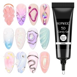 SUPWEE 3D Nail Art Gel Clear Sculpting Gel for Nail Art Design DIY 3D Embossing Gel for Painting Drawing Carving Nails Gel Nail Tube Home DIY Modeling Decoration Manicure