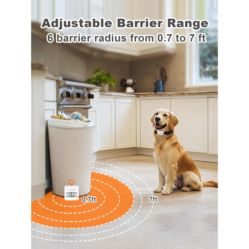 FLYSPEAR Wireless Pet Barrier - Rechargeable Indoor Barrier with 6