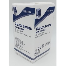 Non-Sterile Gauze Swabs 8 Ply - 5cm x 5cm - Pack of 100 (1650A) | Soft and Absorbent Wound Care (2)