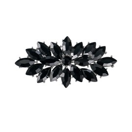 EVER FAITH Marquise Austrian Crystal Booming Flower Brooch Holiday Corsage Jewelry for Women Black Silver-Tone -1.3 Inches