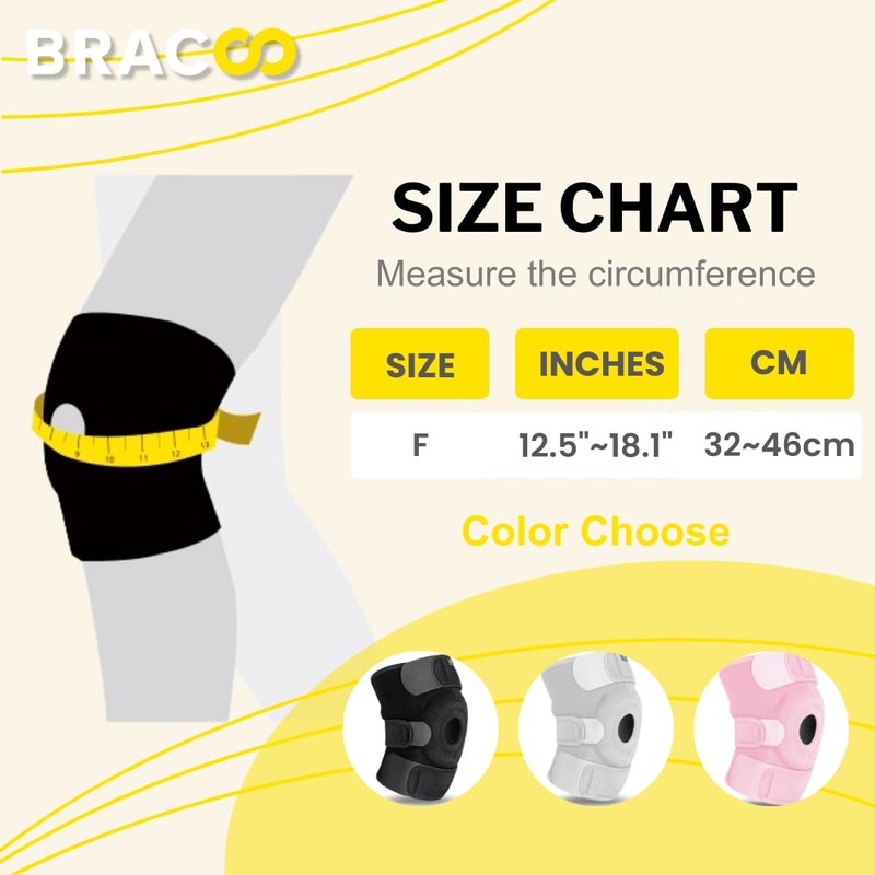 Bracoo Knee Support Brace for Men Women, Adjustable Compression Sleeve